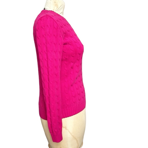 Ralph Lauren Sport Cable Knit Sweater Crew Neck in Aruba Pink L - Picture 4 of 8